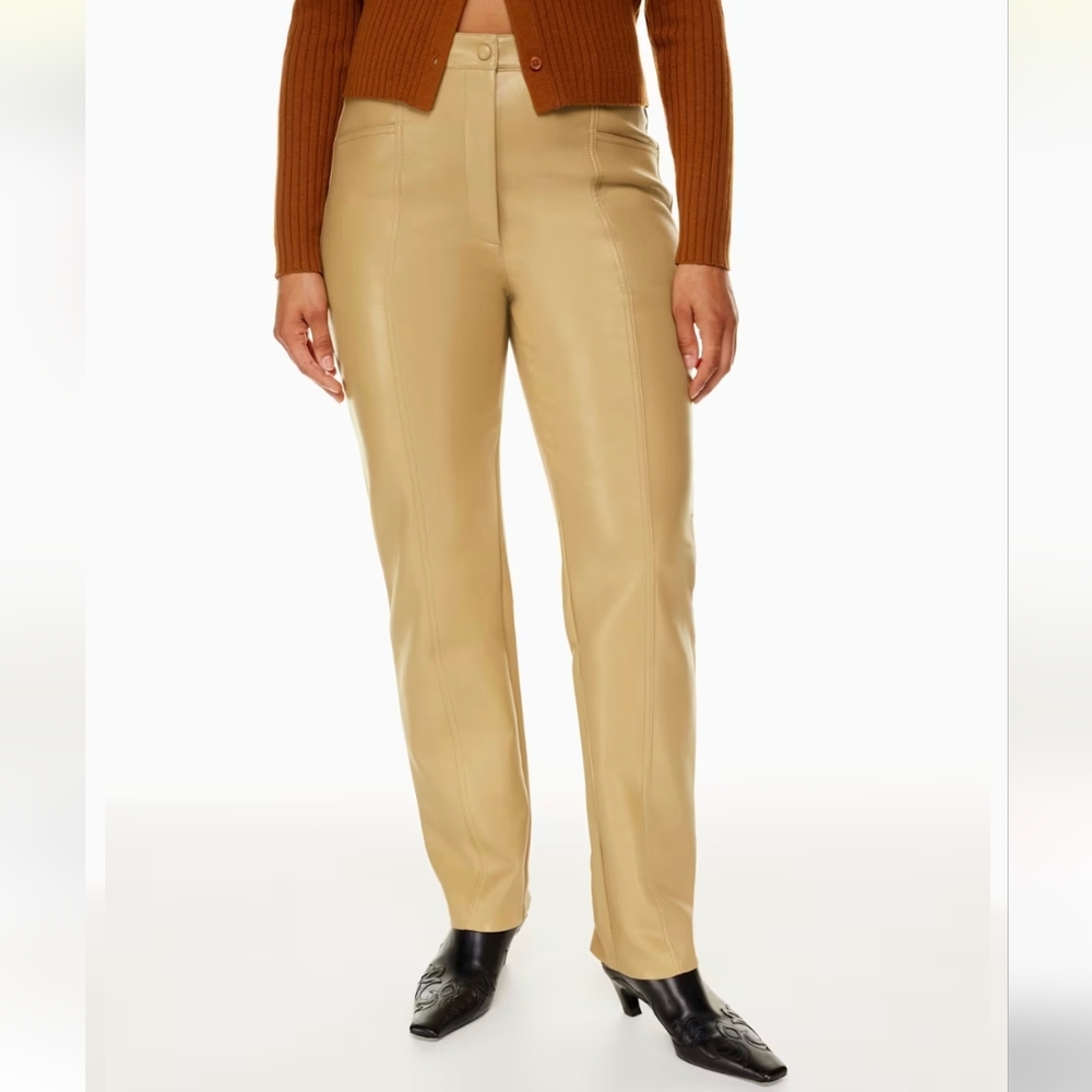 Aritzia Wilfred Rebel Tan Faux Leather Pants Size 10